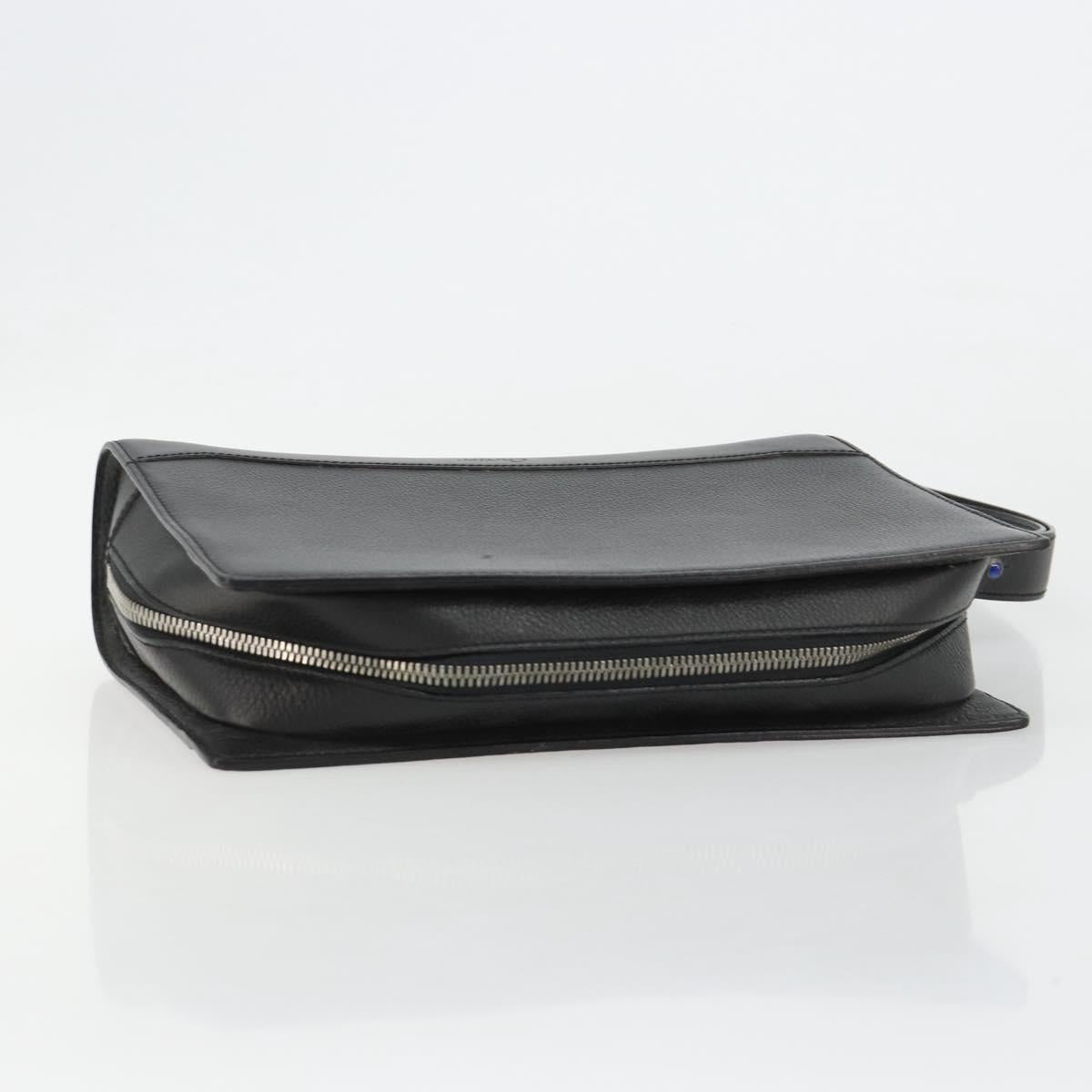 CARTIER Clutch Bag Leather Black Silver Auth 183463A