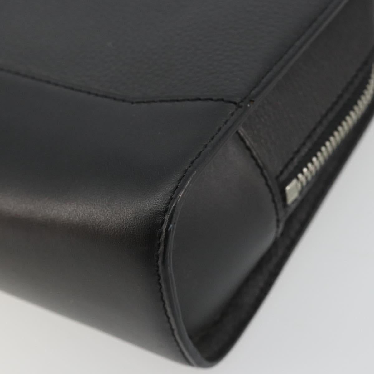 CARTIER Clutch Bag Leather Black Silver Auth 183463A