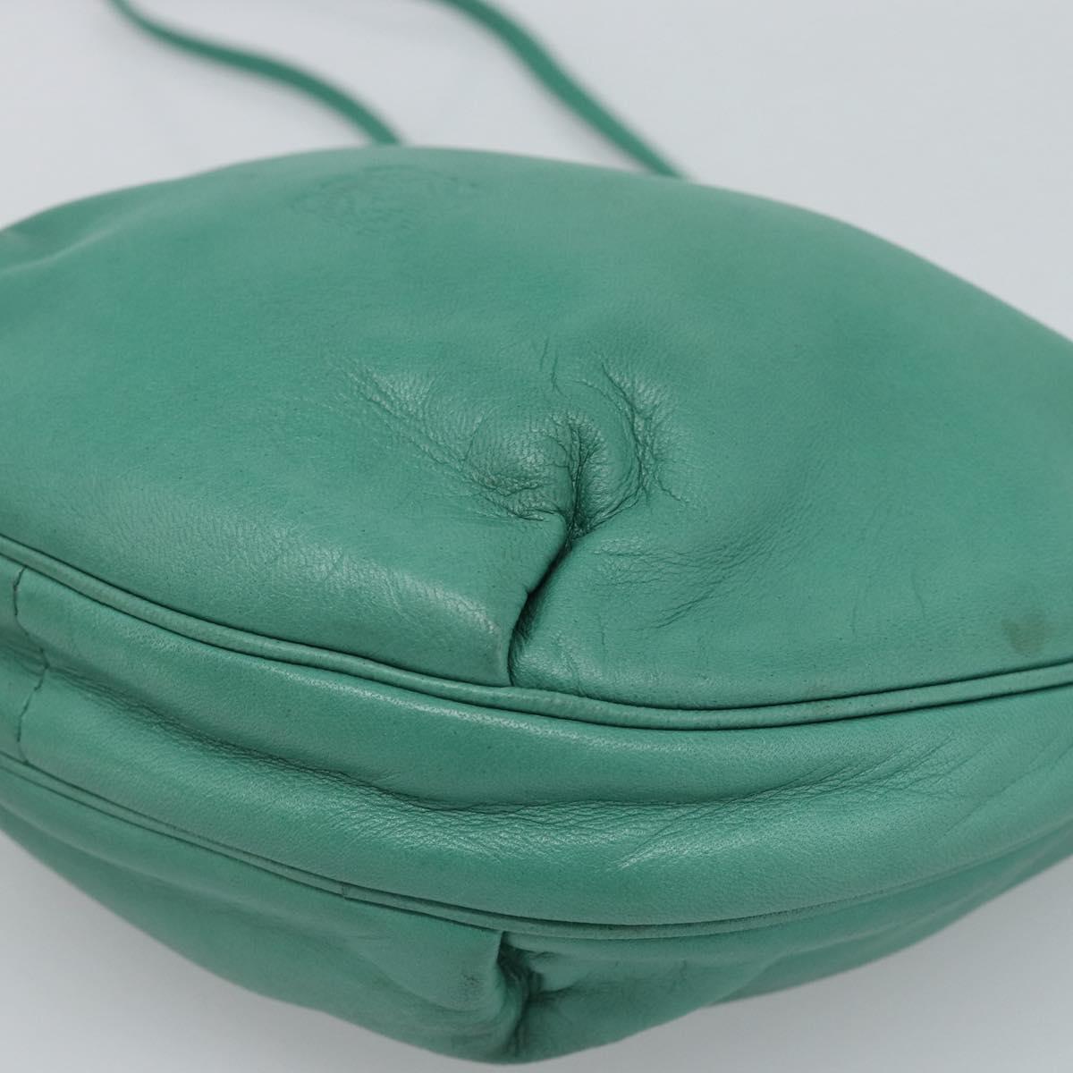 LOEWE Anagram Purse Shoulder Bag Leather Green Auth 183470