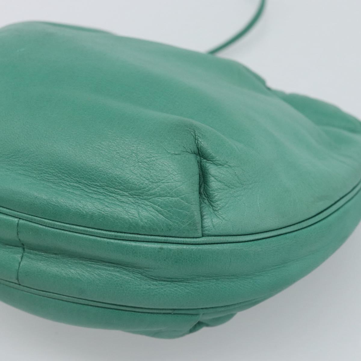 LOEWE Anagram Purse Shoulder Bag Leather Green Auth 183470