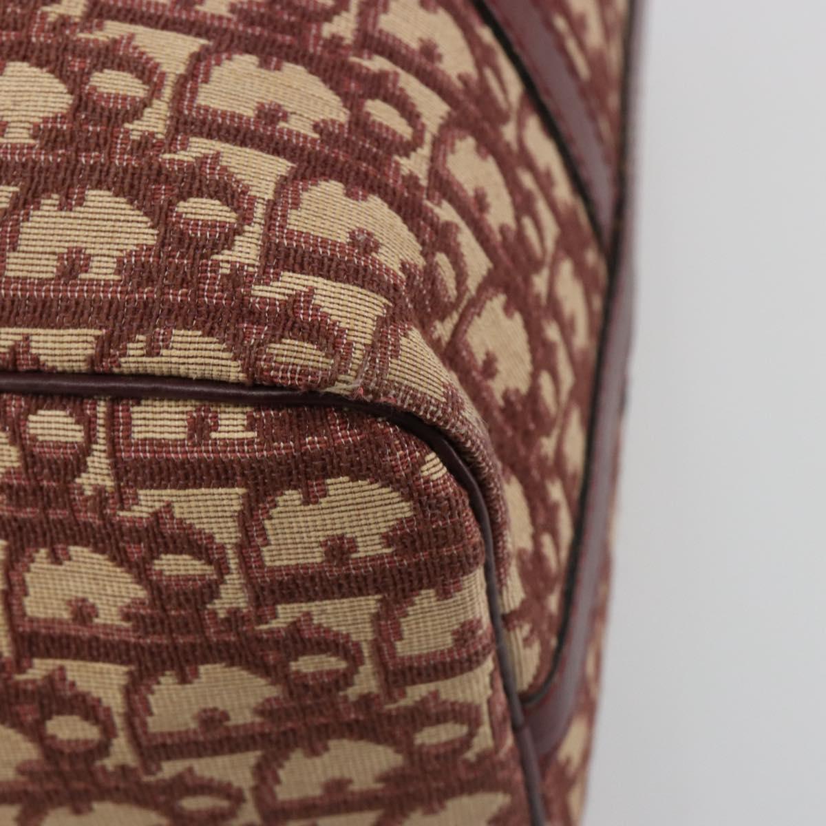 Christian Dior Trotter Canvas Hand Bag Red Gold Auth 183479A