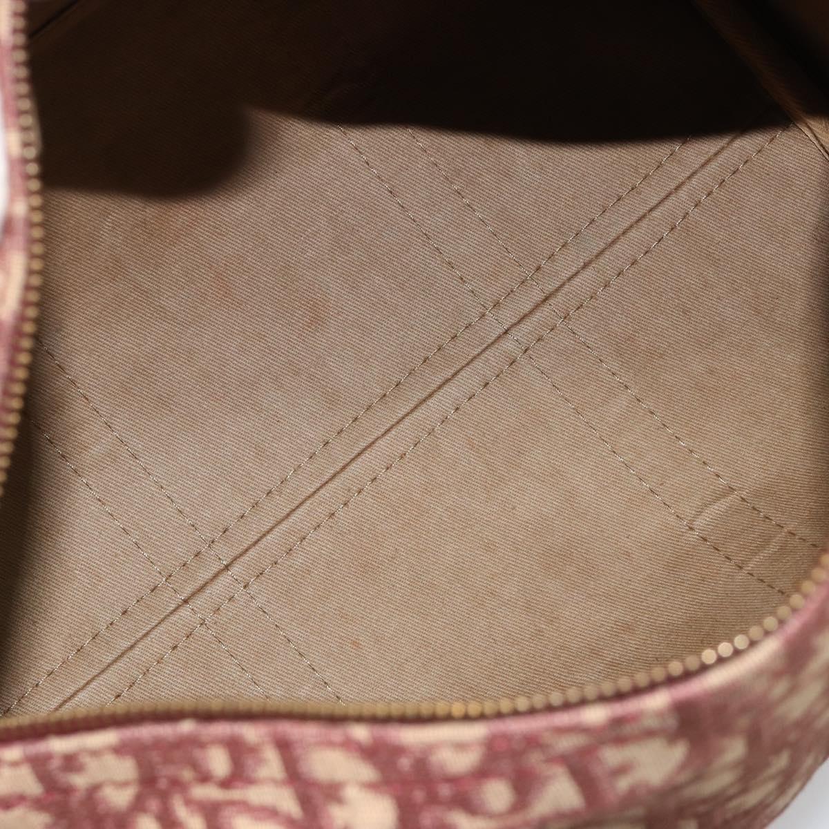 Christian Dior Trotter Canvas Hand Bag Red Gold Auth 183479A