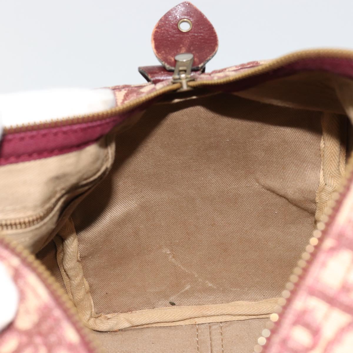Christian Dior Trotter Canvas Hand Bag Red Gold Auth 183479A
