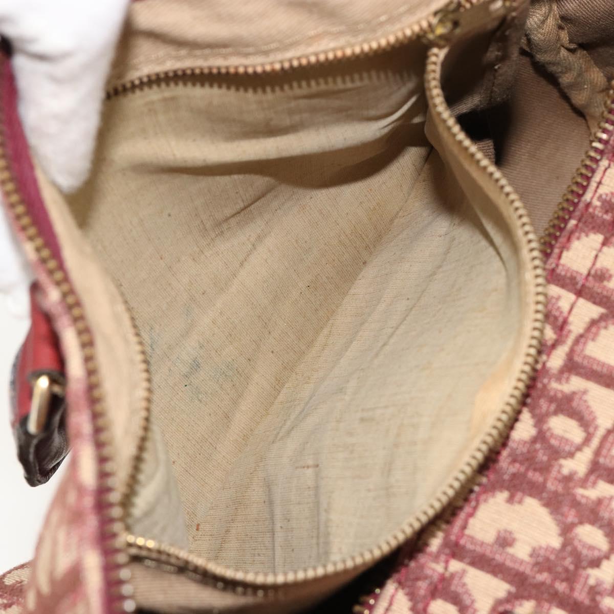 Christian Dior Trotter Canvas Hand Bag Red Gold Auth 183479A