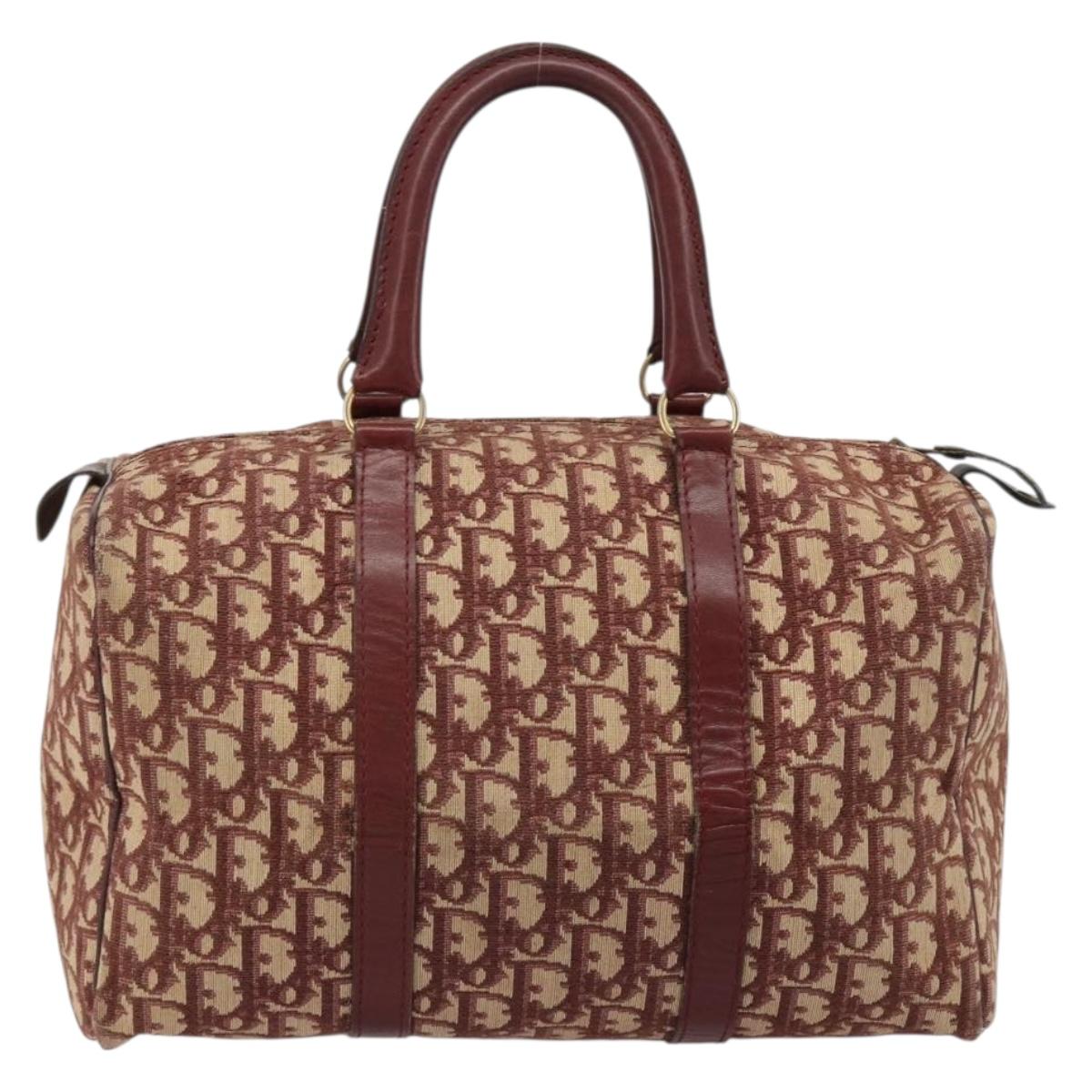 Christian Dior Trotter Canvas Hand Bag Red Gold Auth 183479A
