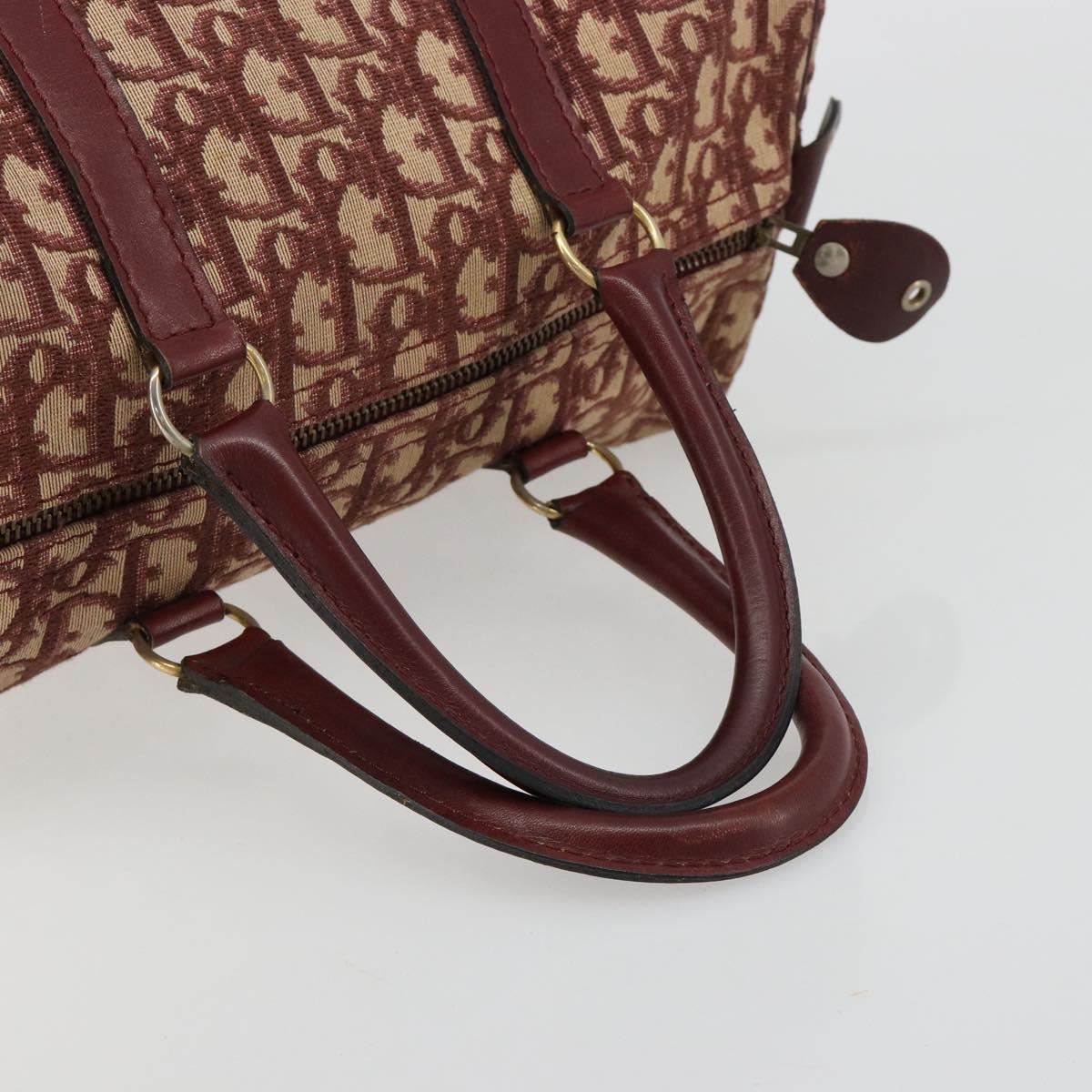Christian Dior Trotter Canvas Hand Bag Red Gold Auth 183479A