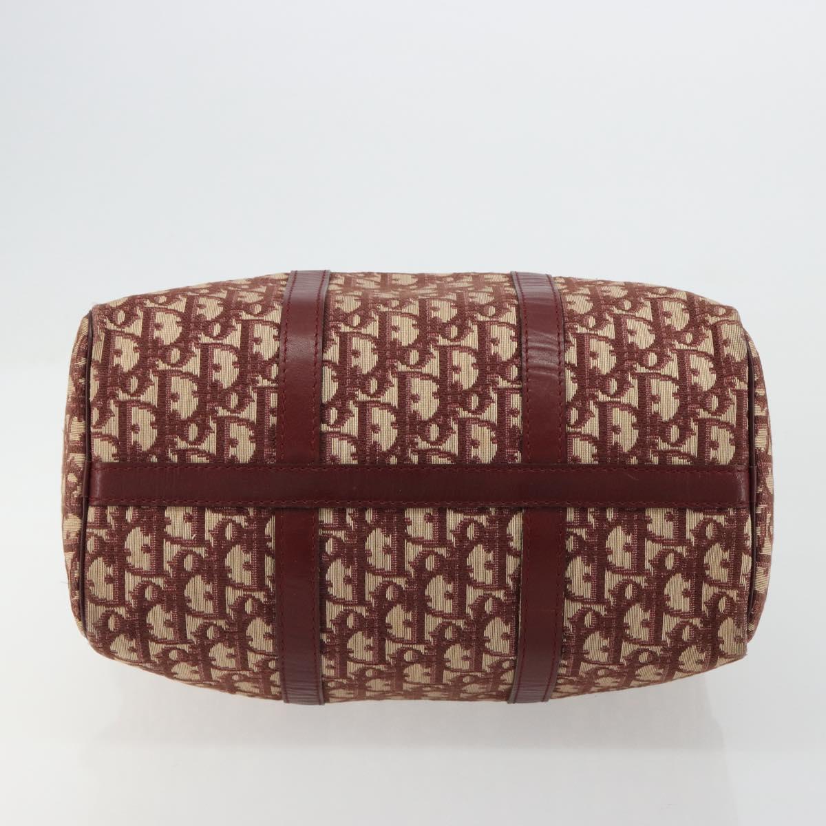 Christian Dior Trotter Canvas Hand Bag Red Gold Auth 183479A