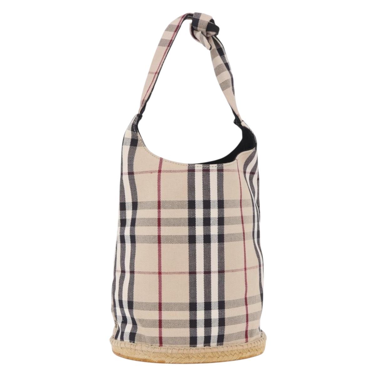 BURBERRY Nova Check Shoulder Bag Canvas Beige Auth 183481