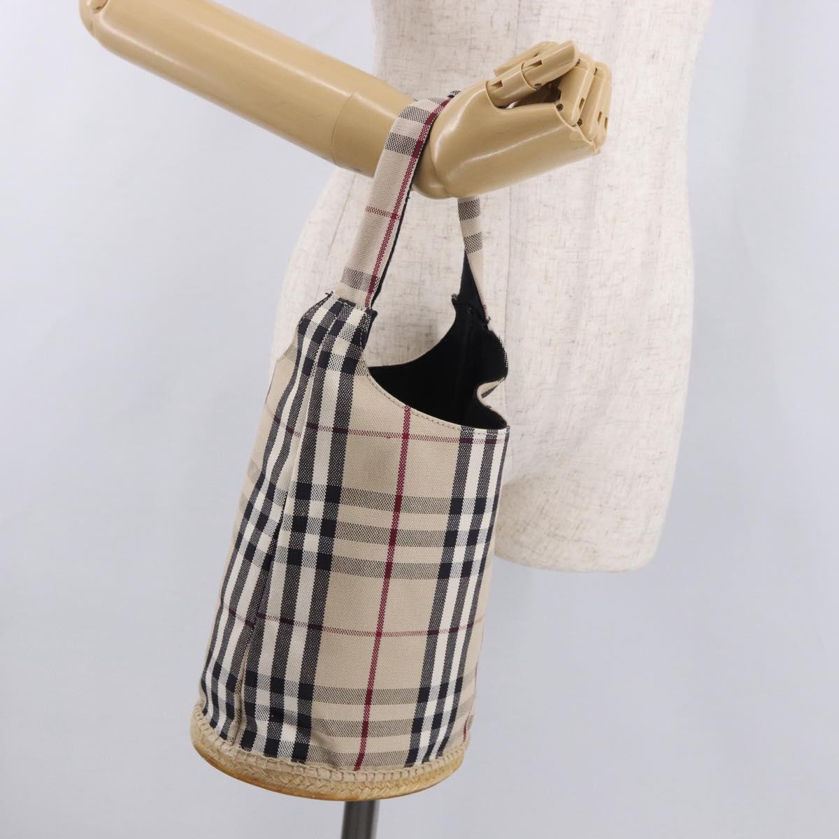 BURBERRY Nova Check Shoulder Bag Canvas Beige Auth 183481