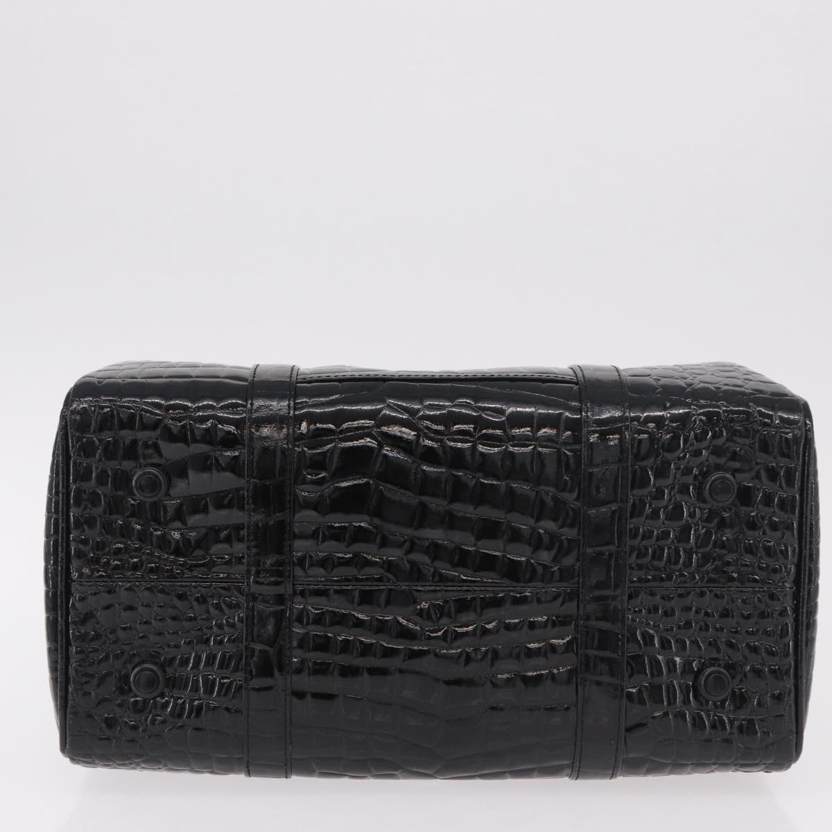 CELINE Hand Bag Patent leather Black Gold Auth 183482