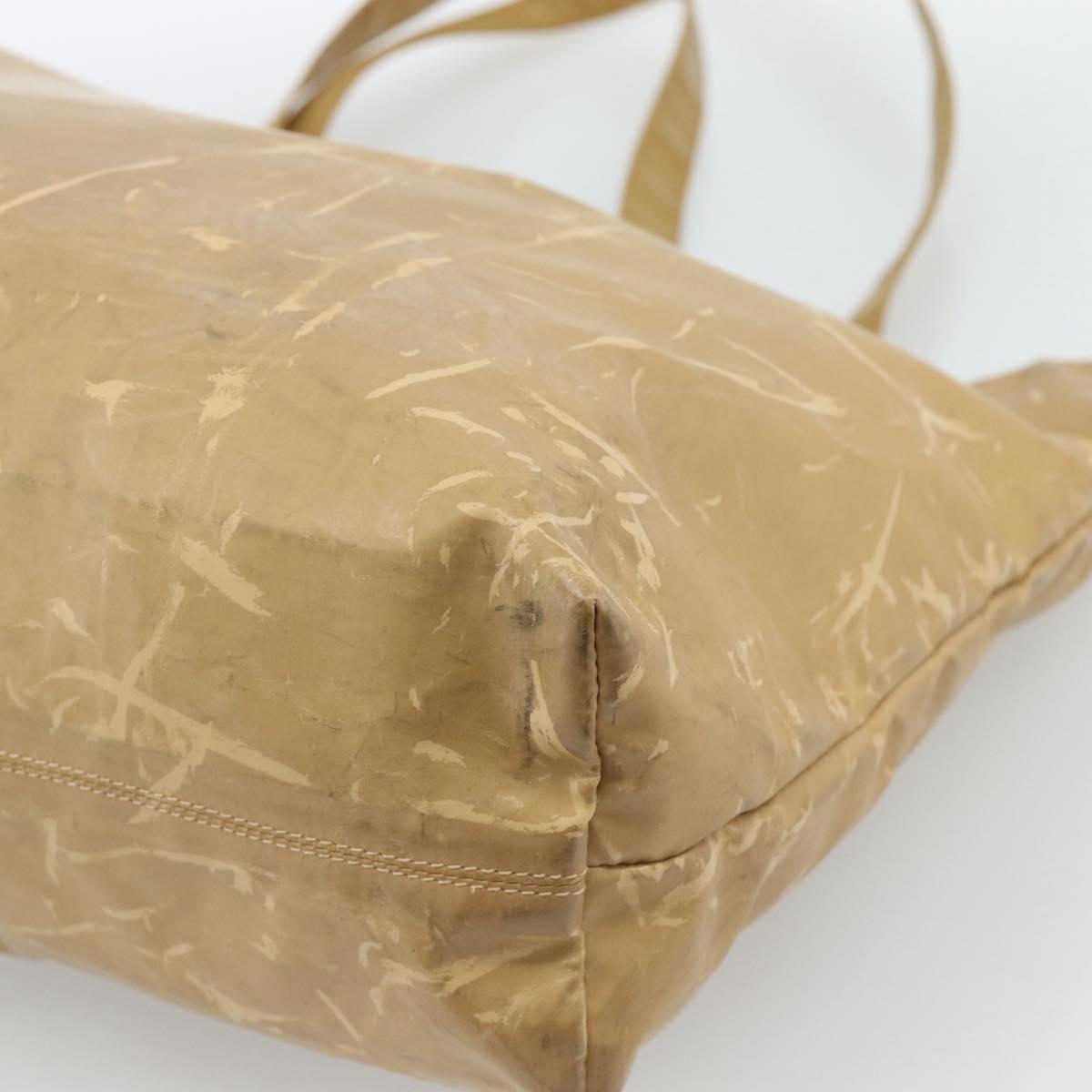 CHANEL Tote Bag Patent leather Beige CC Auth 183485