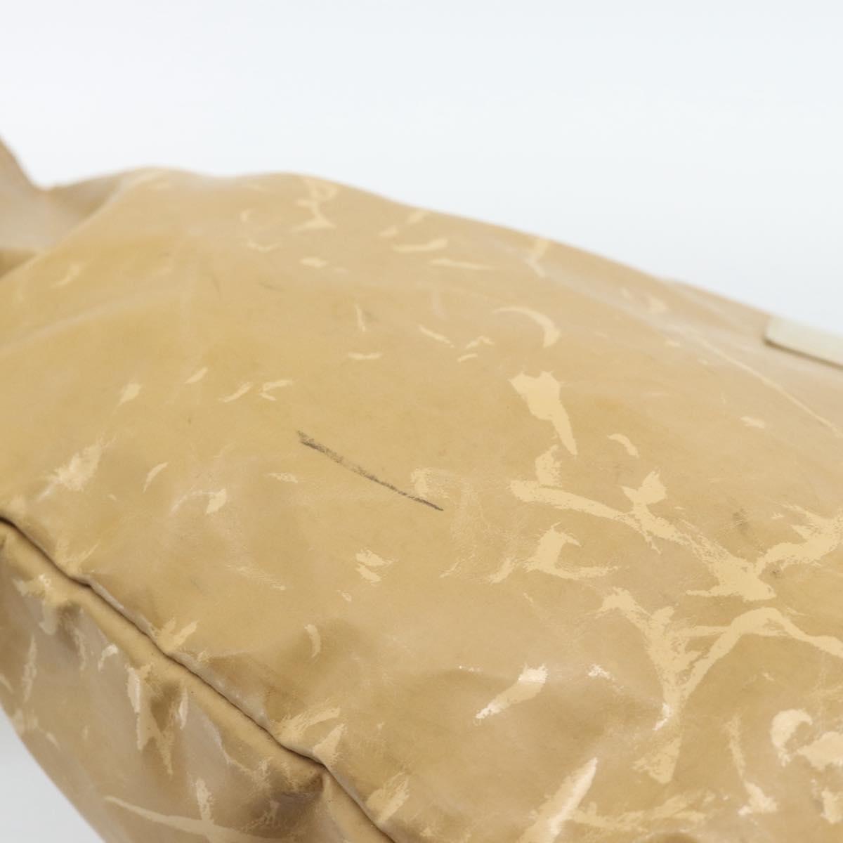 CHANEL Tote Bag Patent leather Beige CC Auth 183485