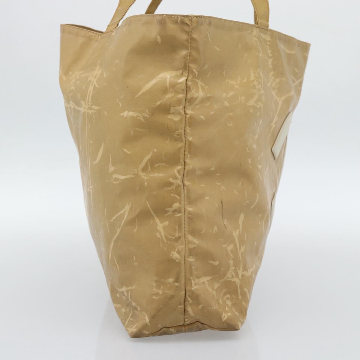 CHANEL Tote Bag Patent leather Beige CC Auth 183485