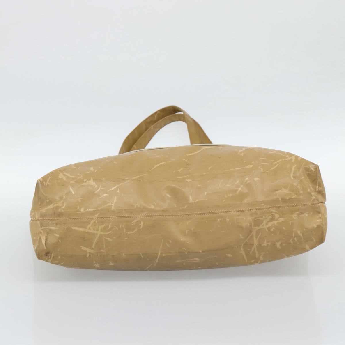 CHANEL Tote Bag Patent leather Beige CC Auth 183485