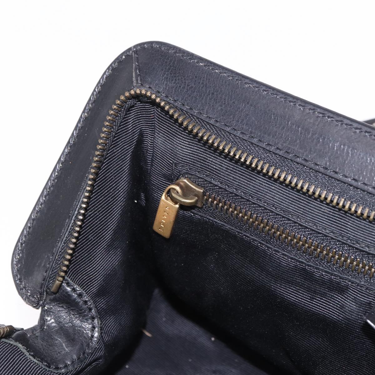 CELINE Hand Bag Canvas Leather Black Gold Auth 183488A