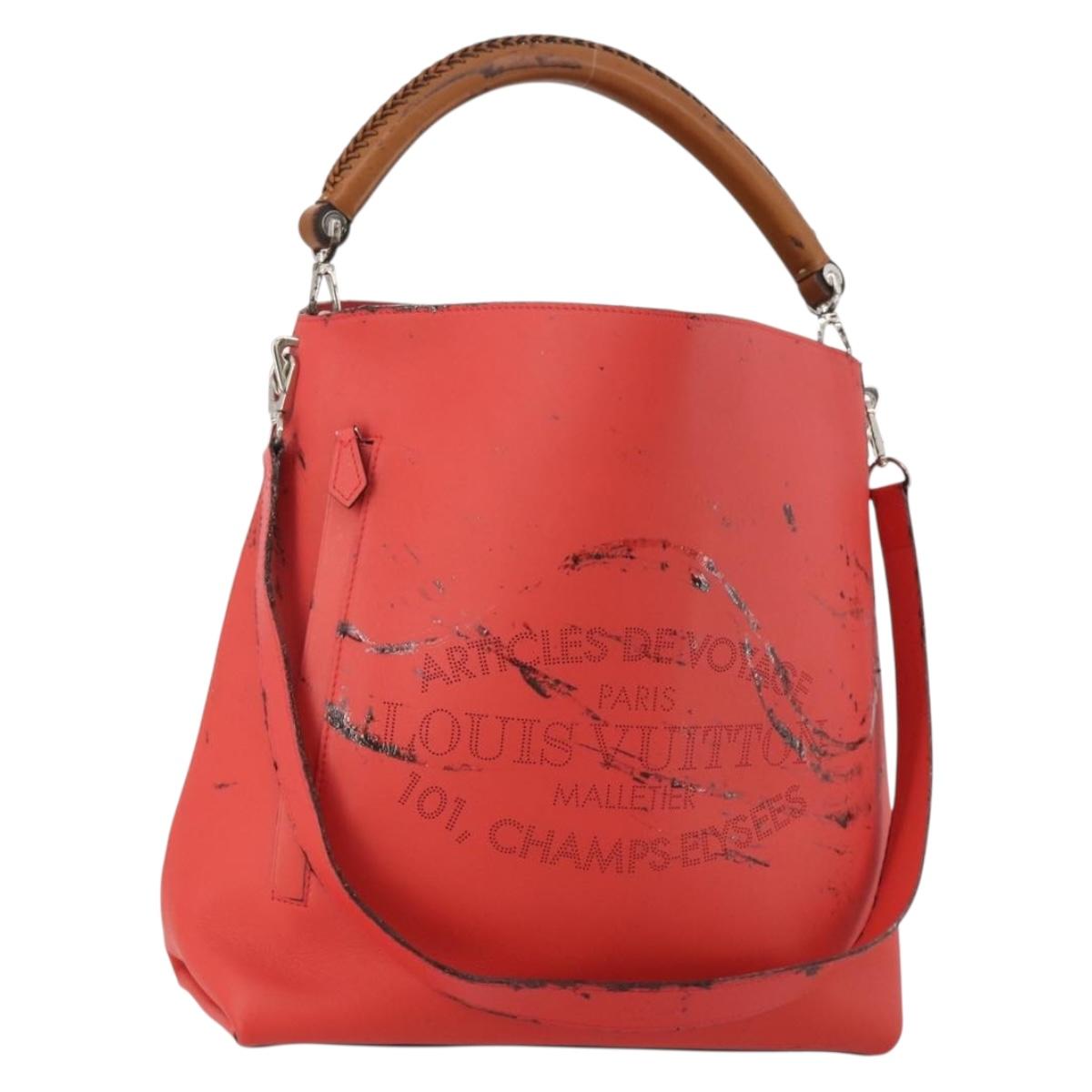 LOUIS VUITTON Parnasea Bagatelle Bag Leather 2way Capusine M94352 LV Auth 183489
