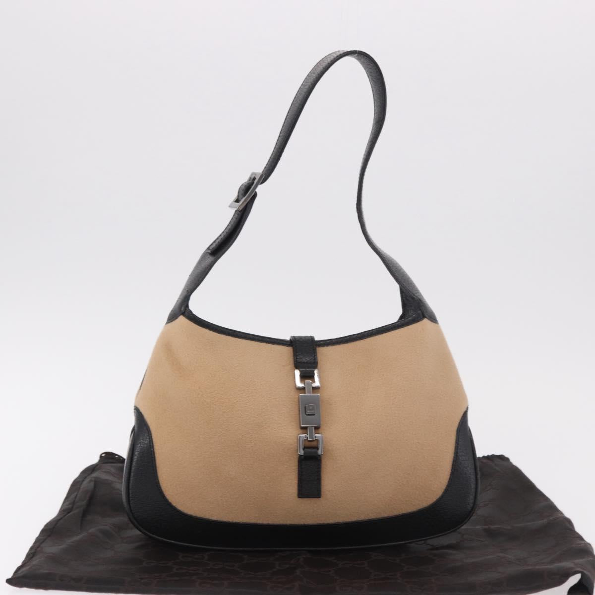 GUCCI Jackie Shoulder Bag Cotton Beige Silver 001 3735 Auth 183492V