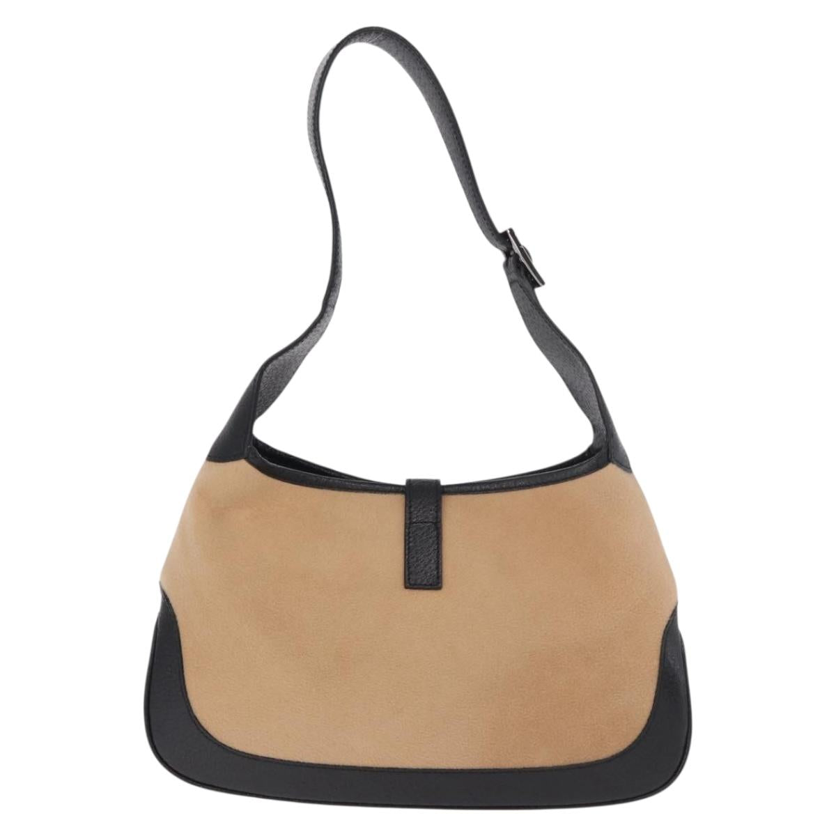 GUCCI Jackie Shoulder Bag Cotton Beige Silver 001 3735 Auth 183492V