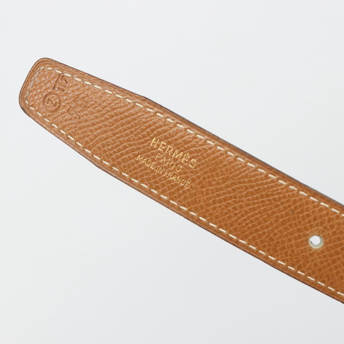 HERMES Constance H Belt Leather 33.5"" Black Gold Auth 183494