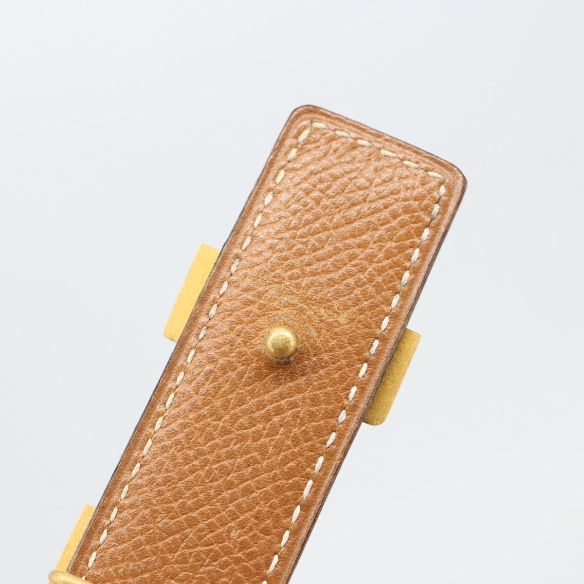 HERMES Constance H Belt Leather 33.5"" Black Gold Auth 183494