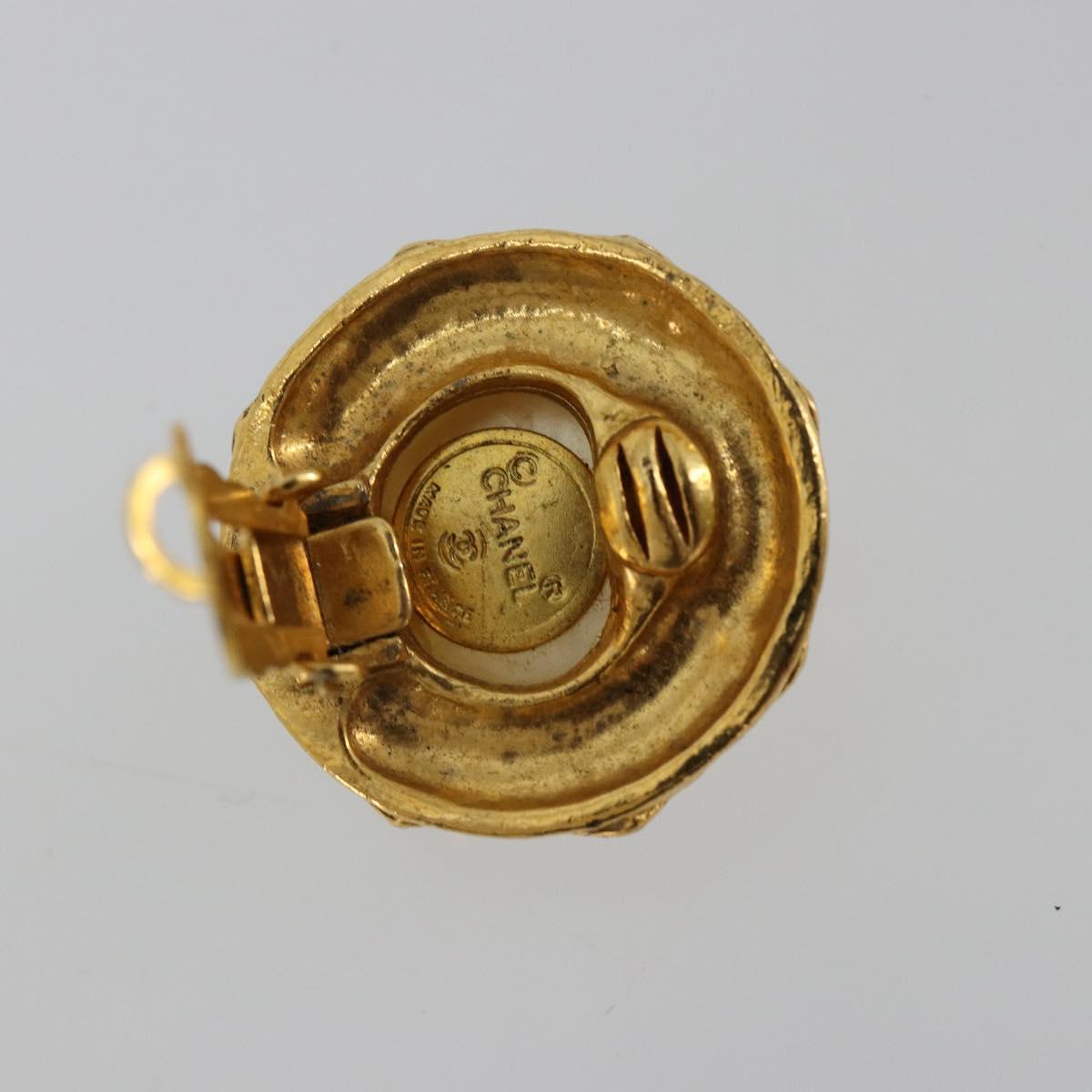CHANEL Earring metal Gold Tone CC Auth 183501