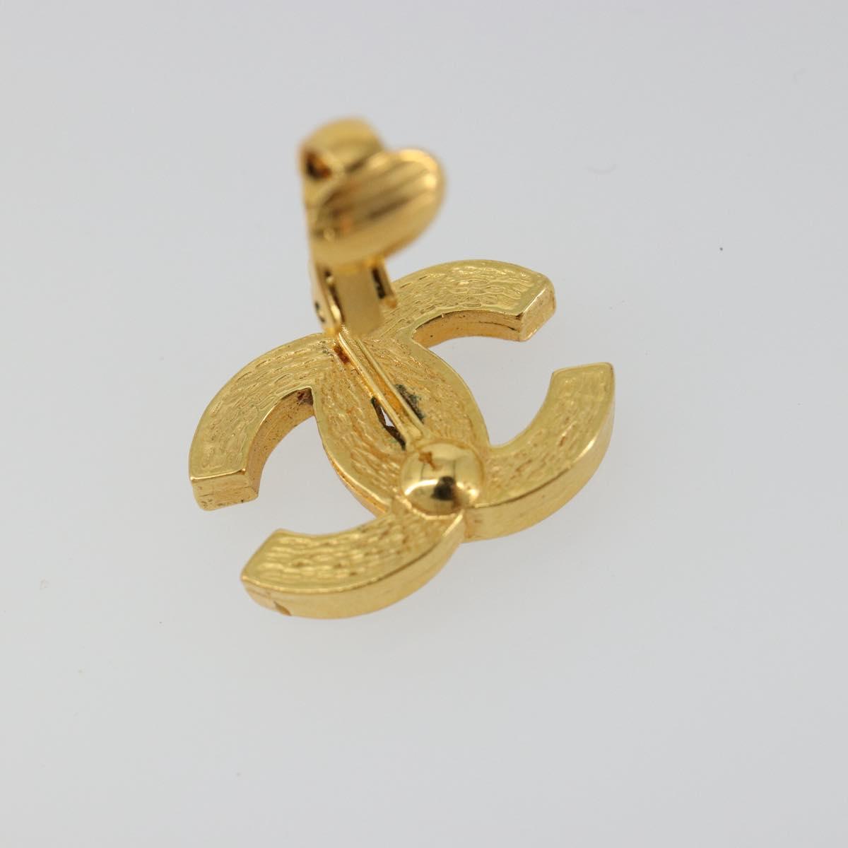 CHANEL Earring metal Gold Tone CC Auth 183505