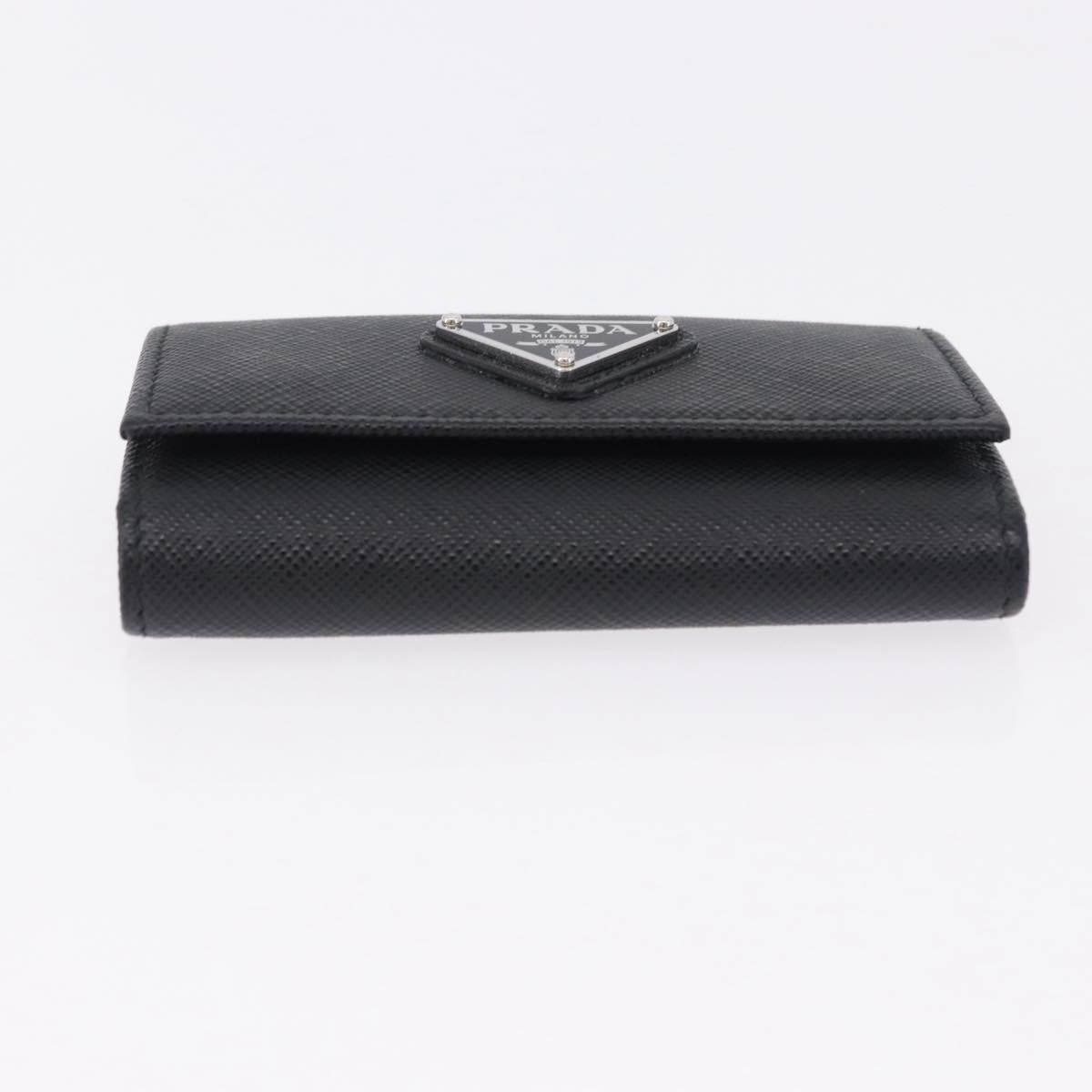 PRADA Safifano Leather Key Case Leather Black Auth 183512A