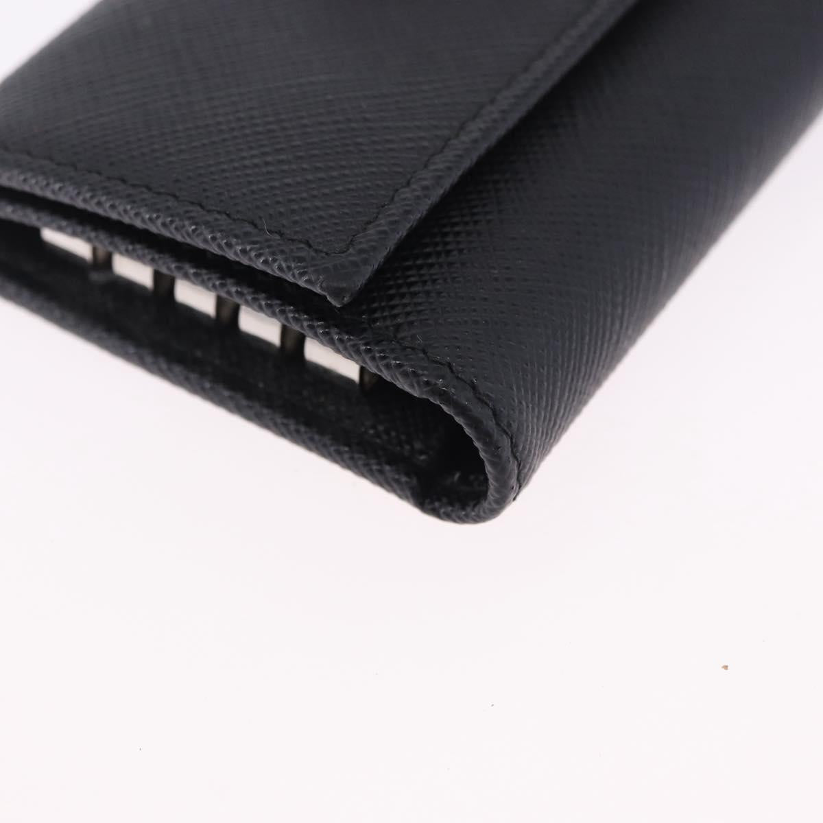 PRADA Safifano Leather Key Case Leather Black Auth 183512A