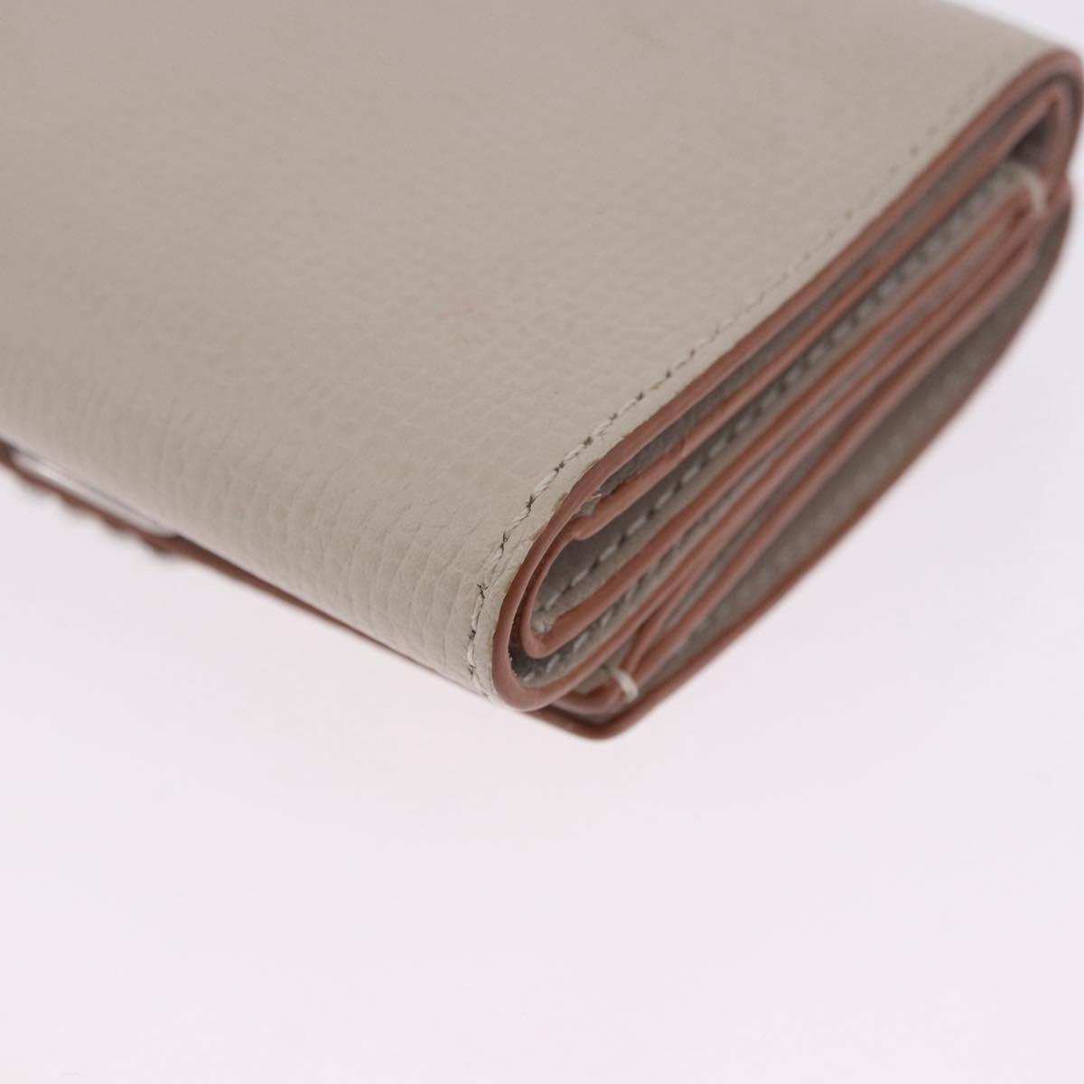 LOEWE Anagram Trifold Wallet Leather Ivory Silver Auth 183513A