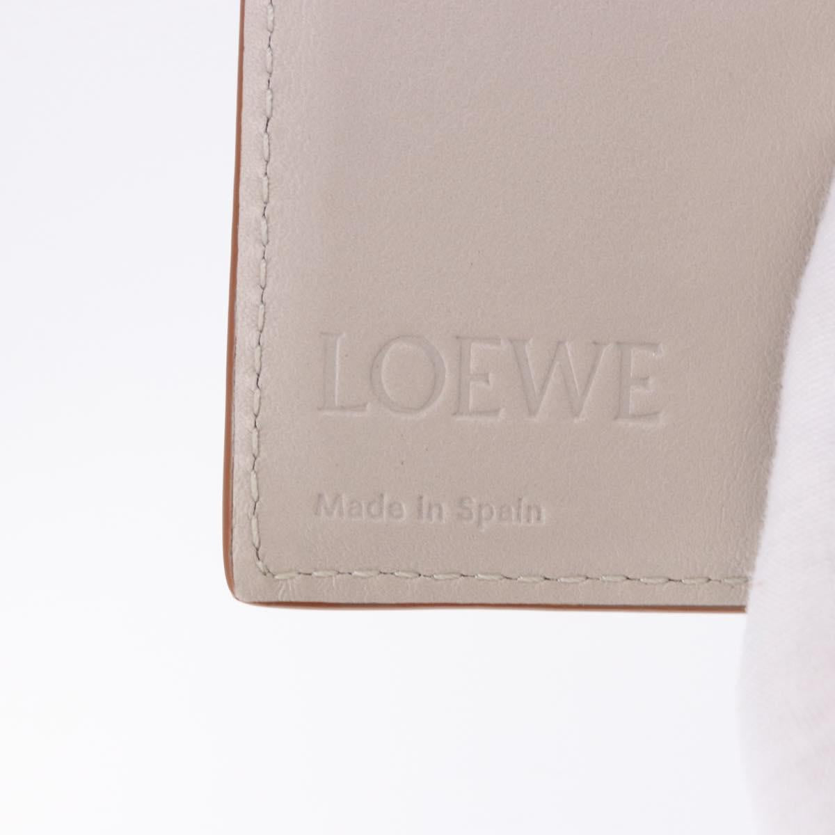 LOEWE Anagram Trifold Wallet Leather Ivory Silver Auth 183513A