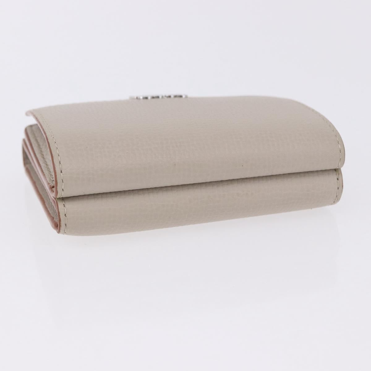LOEWE Anagram Trifold Wallet Leather Ivory Silver Auth 183513A