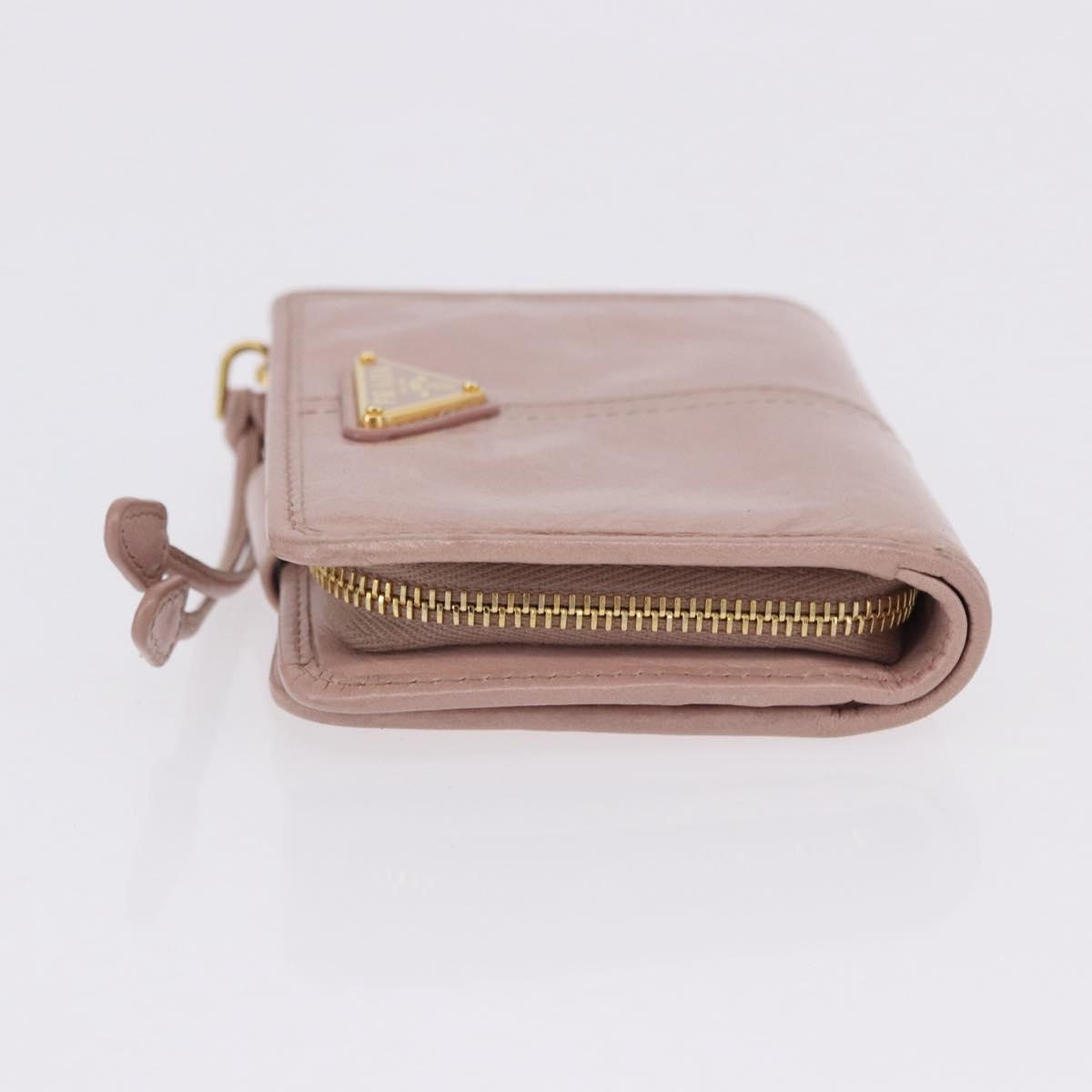 PRADA Bifold Wallet Leather Pink Auth 183515A