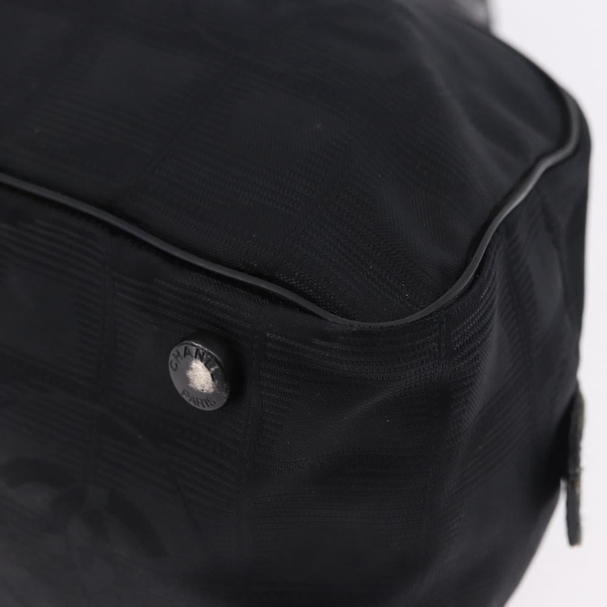 CHANEL New Travel Line Tote Bag Canvas Black CC Auth 183559