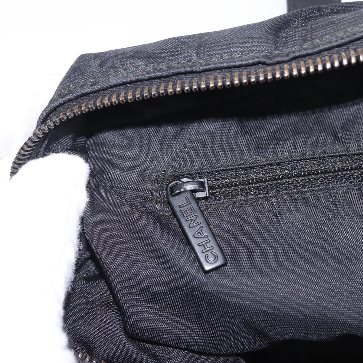 CHANEL New Travel Line Tote Bag Canvas Black CC Auth 183559