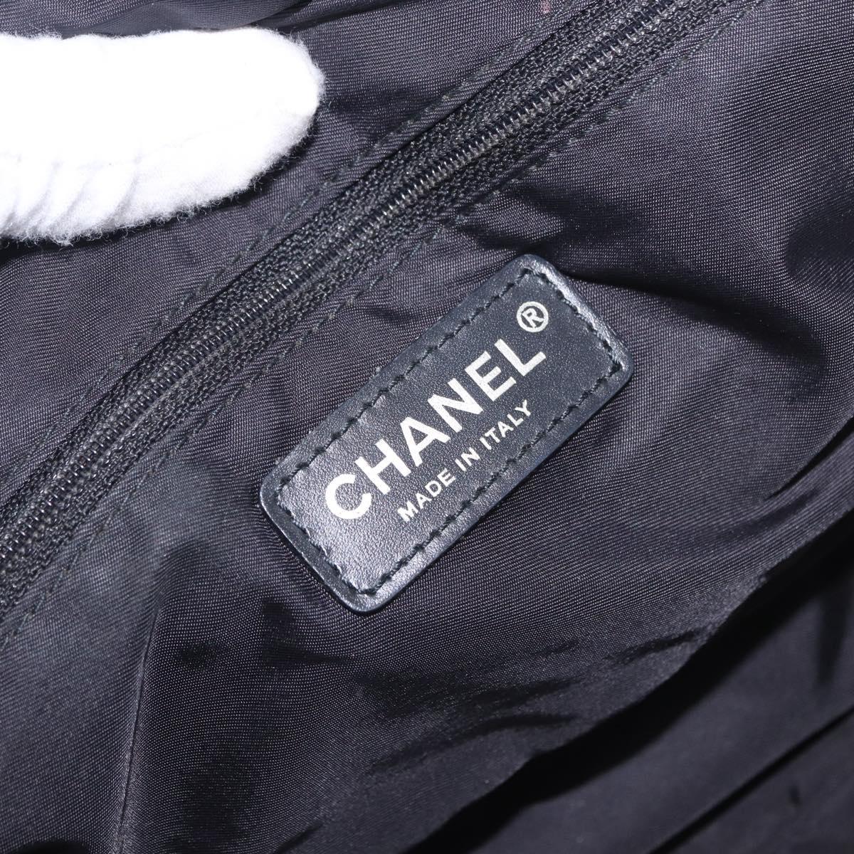 CHANEL New Travel Line Tote Bag Canvas Black Gold CC Auth 183560