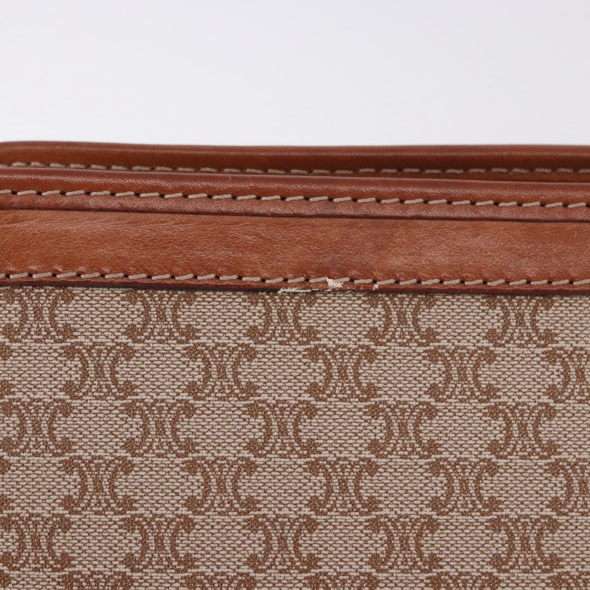 CELINE Macadam Clutch Bag PVC Beige Gold Auth 183561A