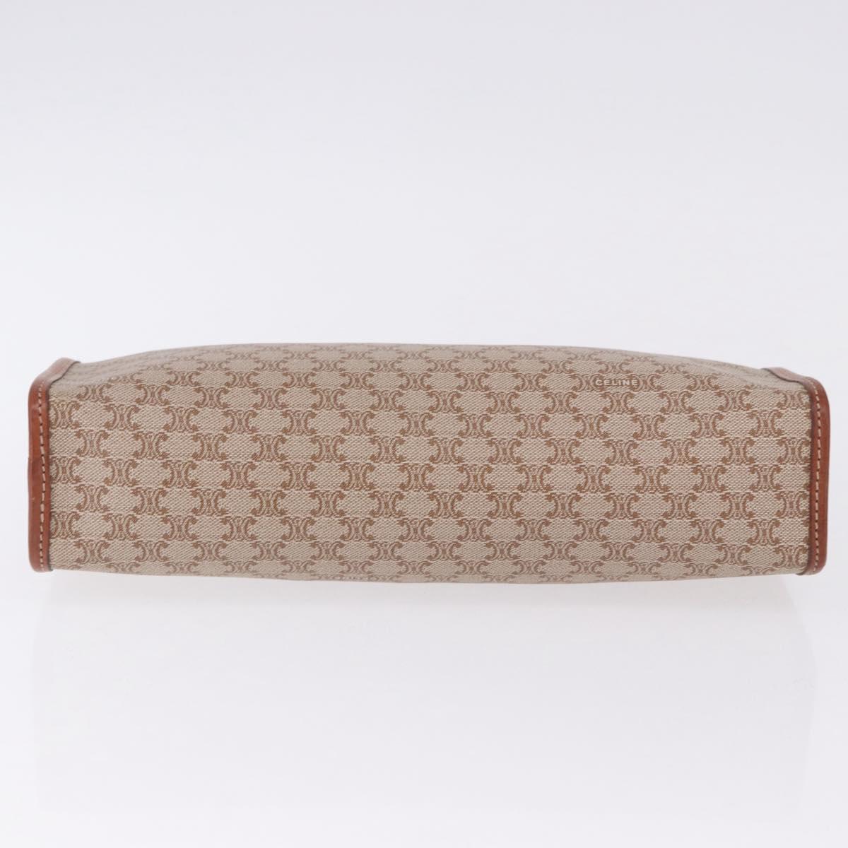 CELINE Macadam Clutch Bag PVC Beige Gold Auth 183561A