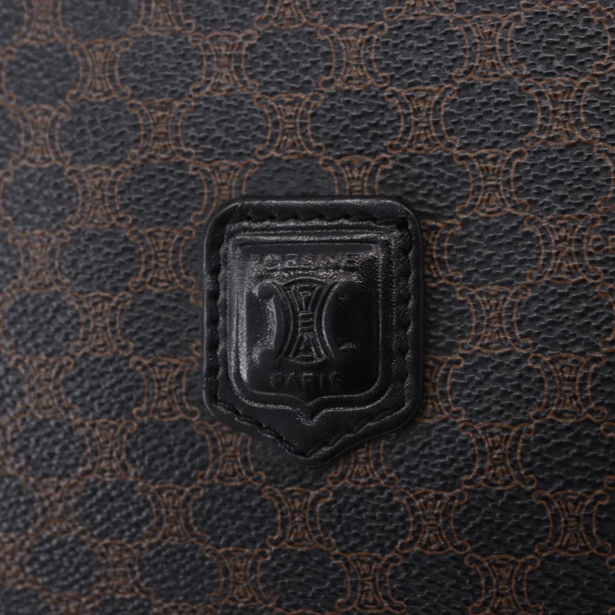 CELINE Macadam Canvas Clutch Bag PVC Leather Black Gold Auth 183567