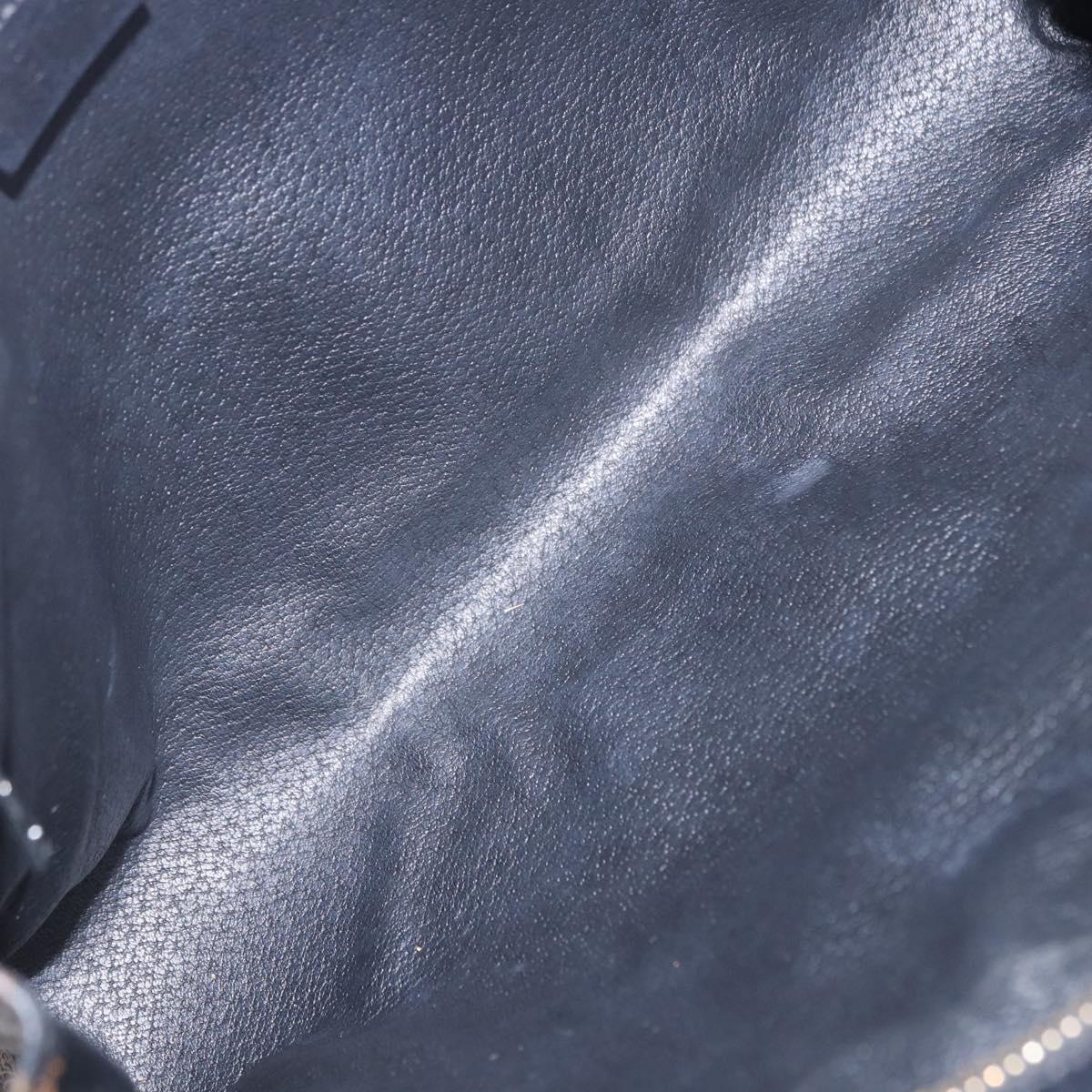 CELINE Macadam Canvas Clutch Bag PVC Leather Black Gold Auth 183567