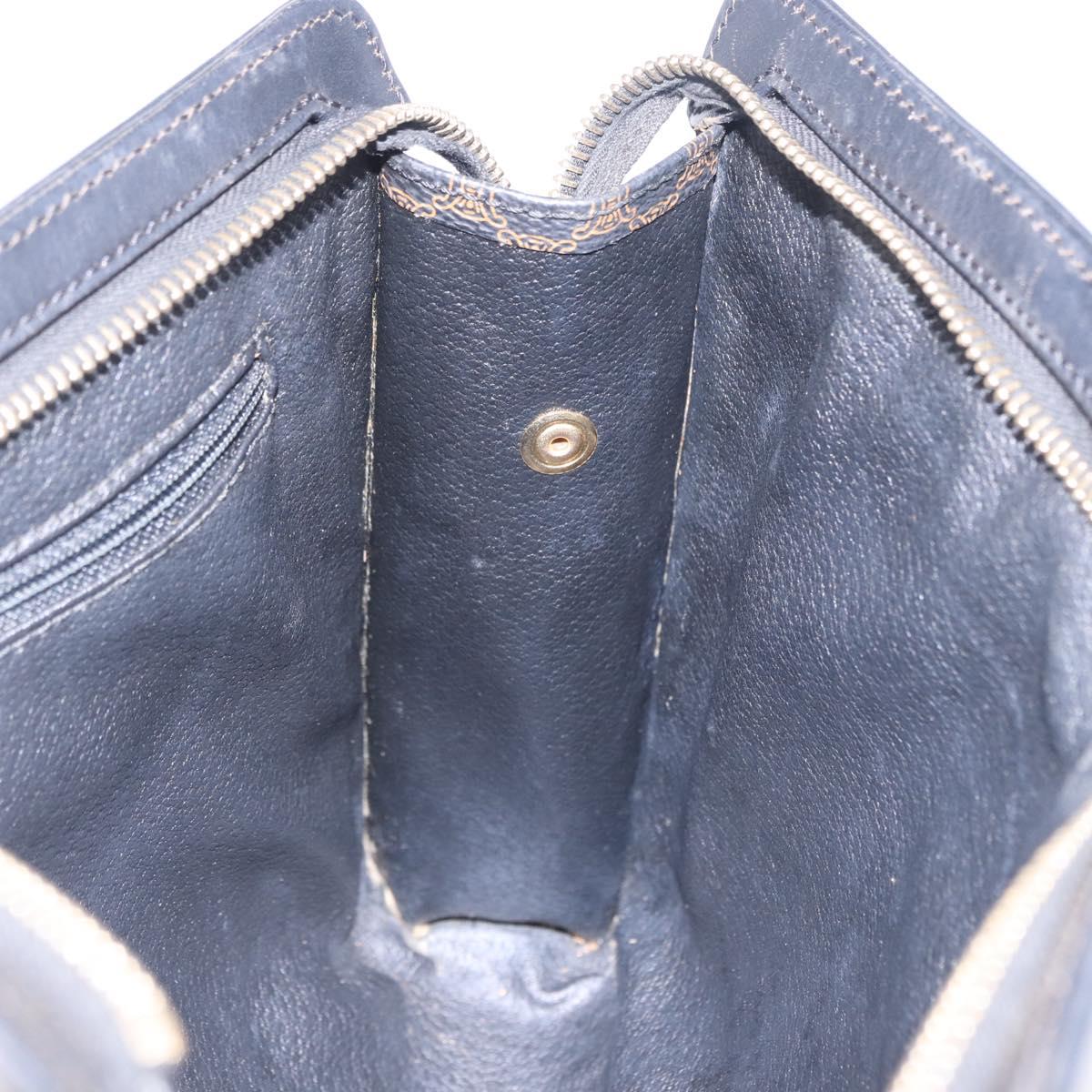CELINE Macadam Canvas Clutch Bag PVC Leather Black Gold Auth 183567