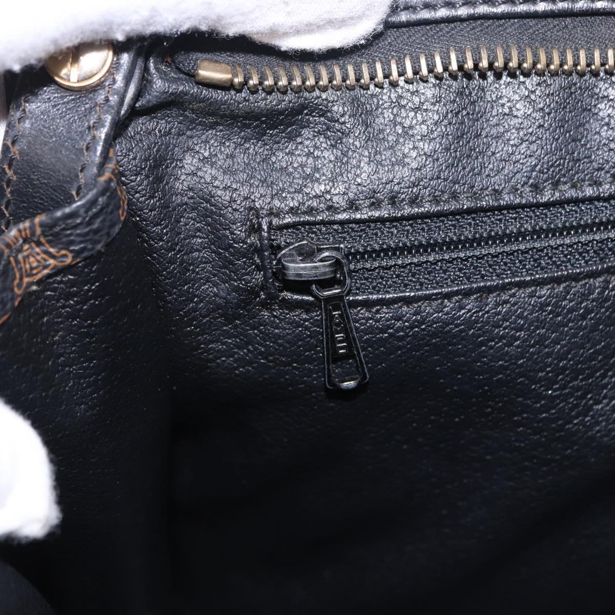 CELINE Macadam Canvas Clutch Bag PVC Leather Black Gold Auth 183567