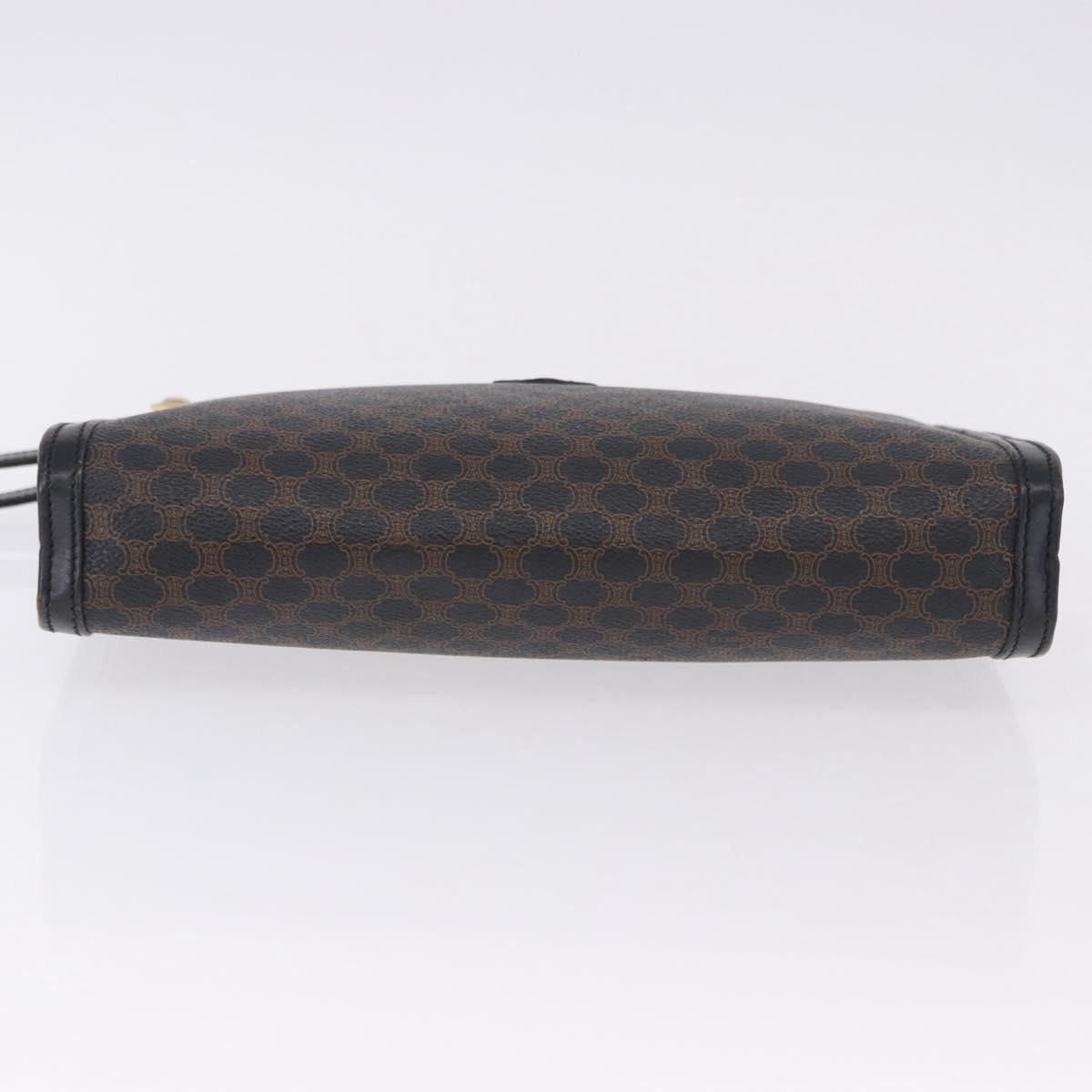 CELINE Macadam Canvas Clutch Bag PVC Leather Black Gold Auth 183567