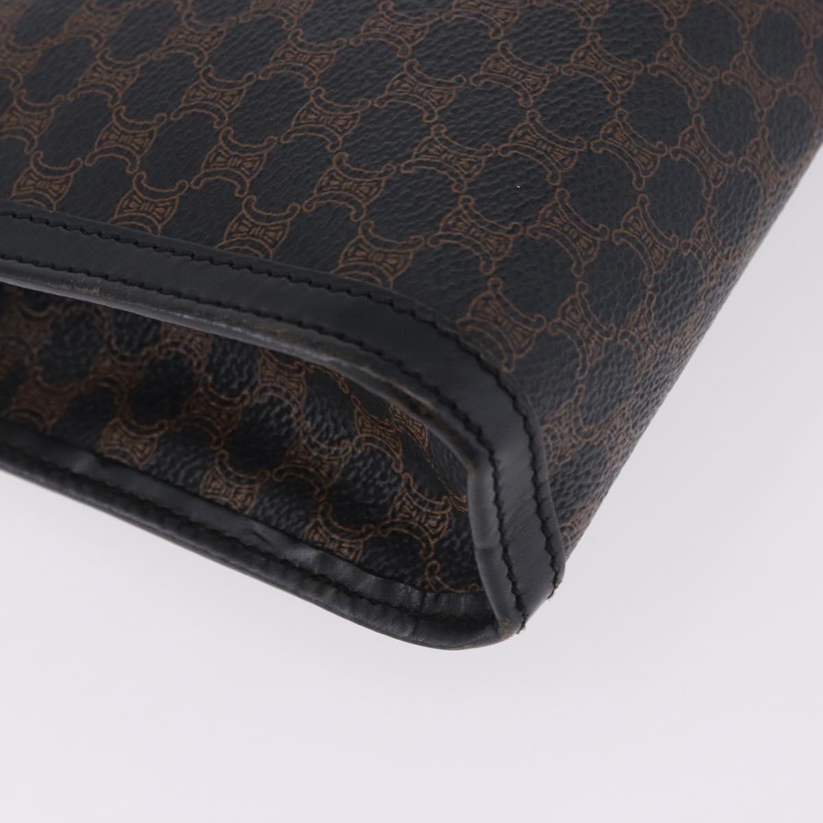 CELINE Macadam Canvas Clutch Bag PVC Leather Black Gold Auth 183567
