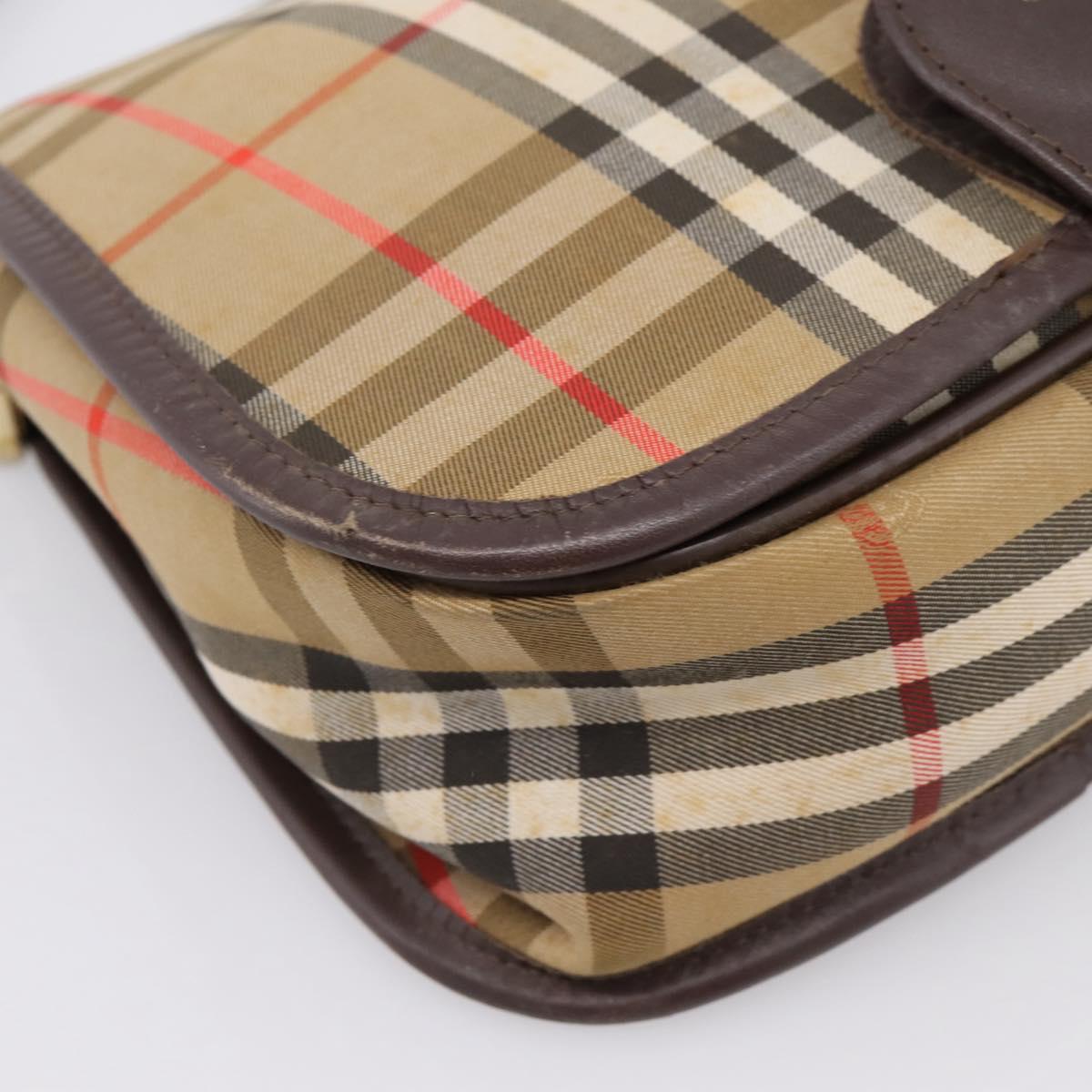Burberrys Nova Check Shoulder Bag Canvas Beige Gold Auth 183568