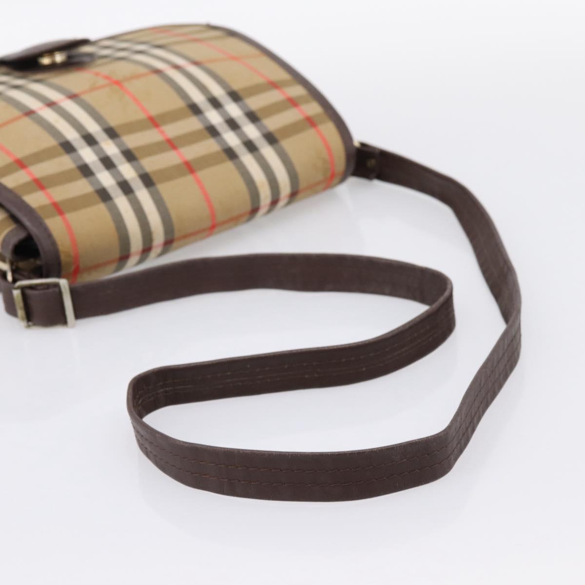 Burberrys Nova Check Shoulder Bag Canvas Beige Gold Auth 183568