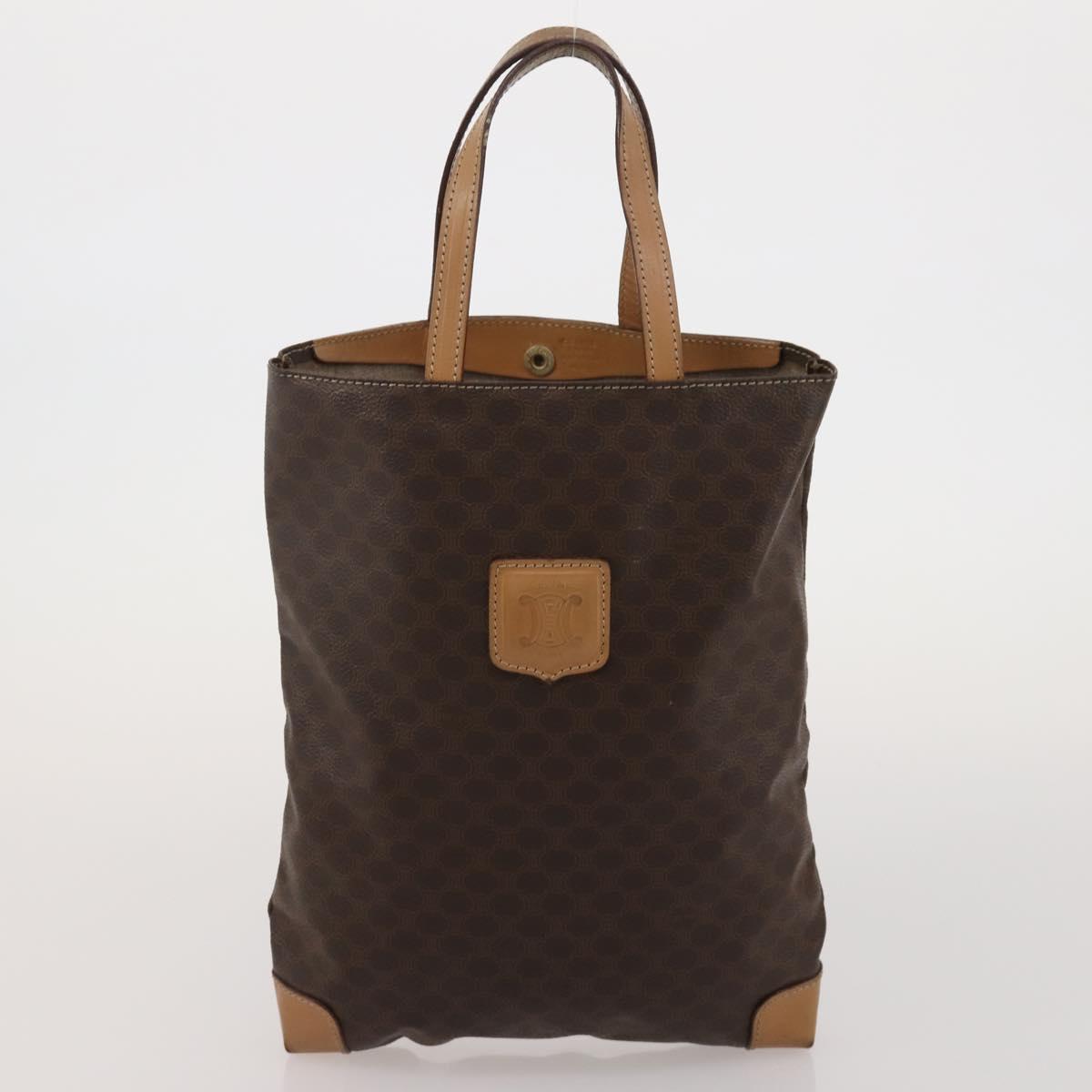 CELINE Macadam Canvas Shoulder Bag PVC Leather 6 Set Brown Beige Auth 183573