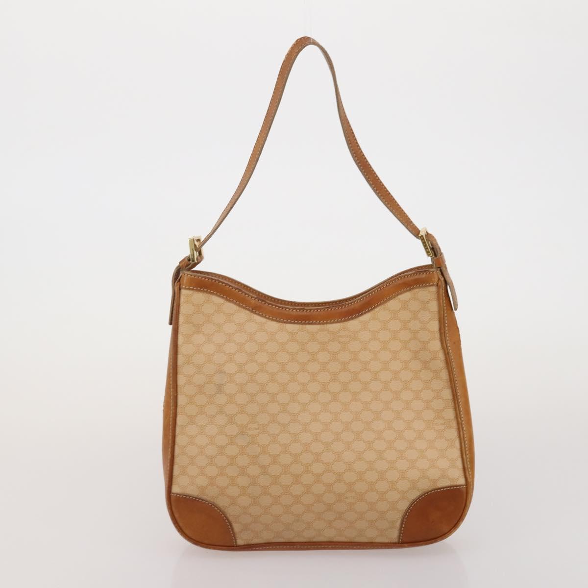CELINE Macadam Canvas Shoulder Bag PVC Leather 6 Set Brown Beige Auth 183573