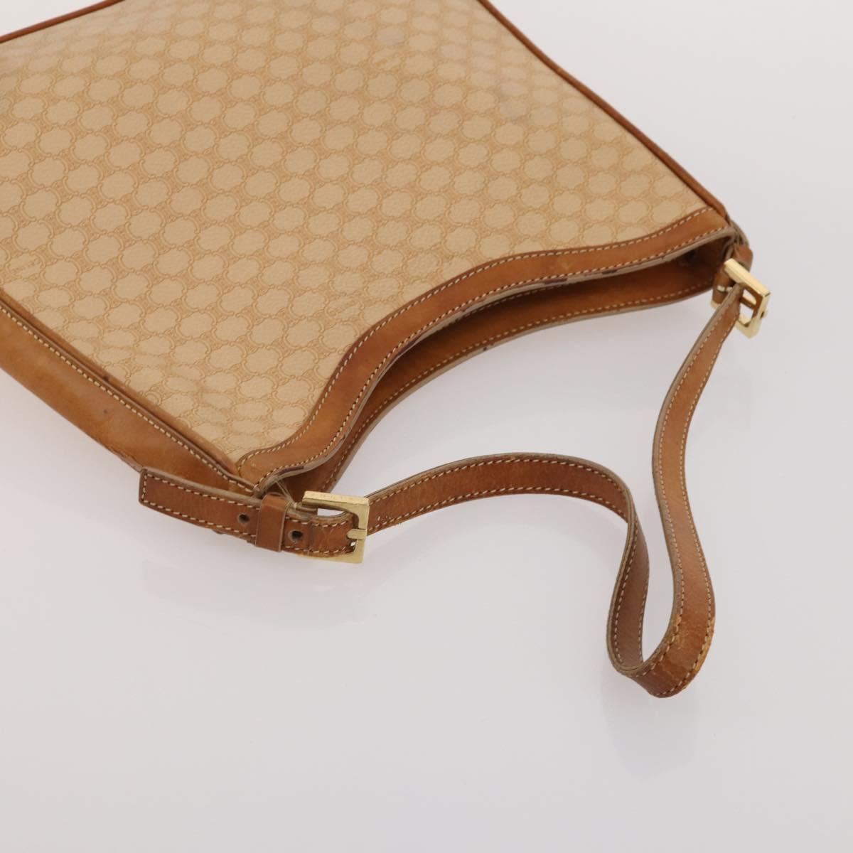 CELINE Macadam Canvas Shoulder Bag PVC Leather 6 Set Brown Beige Auth 183573