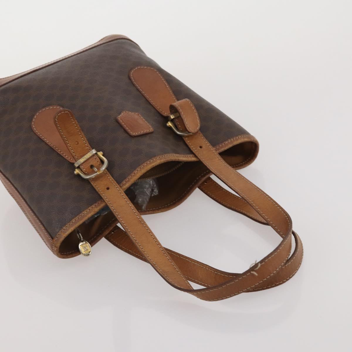 CELINE Macadam Canvas Shoulder Bag PVC Leather 6 Set Brown Beige Auth 183573