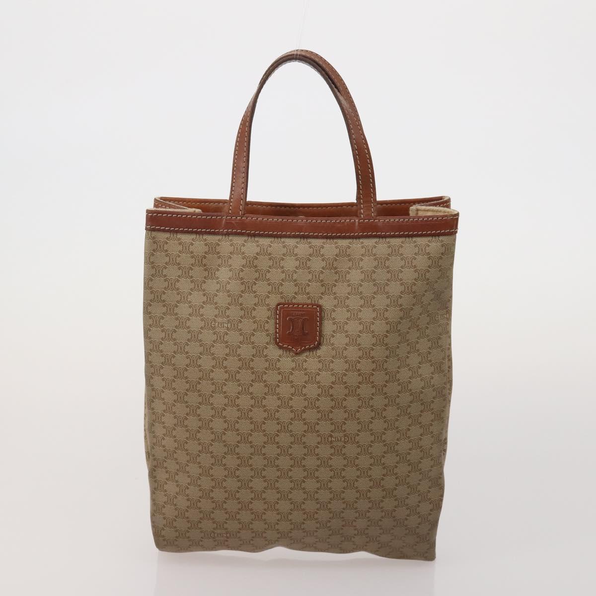 CELINE Macadam Canvas Shoulder Bag PVC Leather 6 Set Brown Beige Auth 183573
